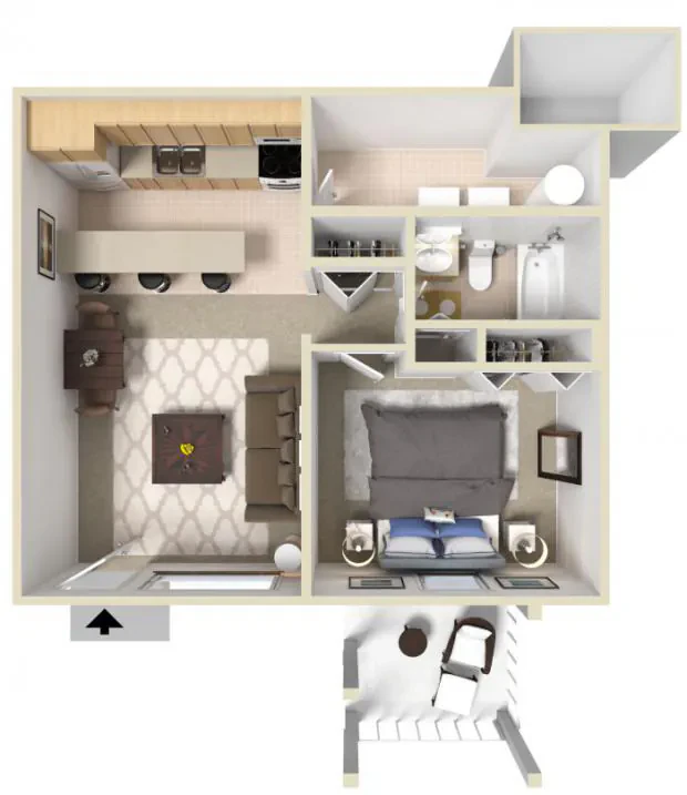 Stone Cove one-bedroom apartment floor plan